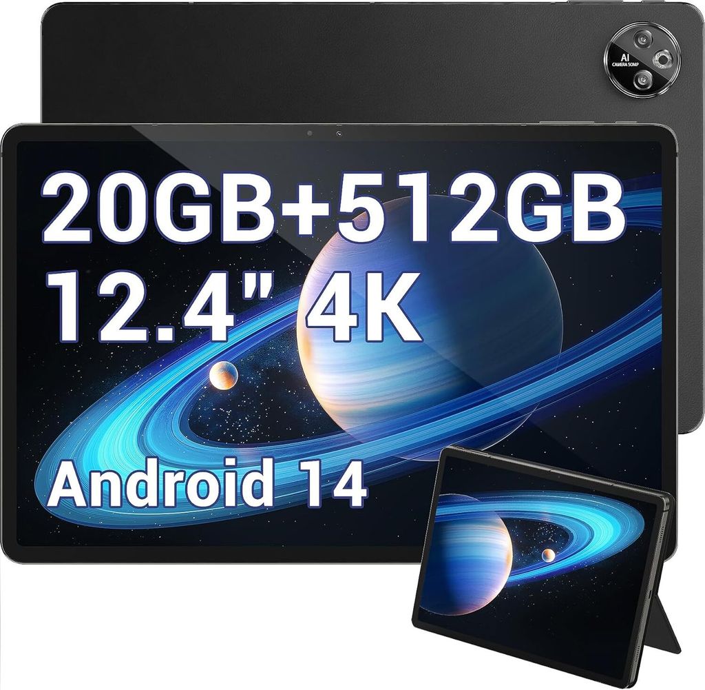 DOOGEE T30 MAX Tablet 12.4 Zoll, Gaming PC Android 14, 20GB RAM + 512GB ROM/(2TB Expand), 2560 x 1600 4K Display, 10800mAh/33W, 50MP 20MP, Widevine