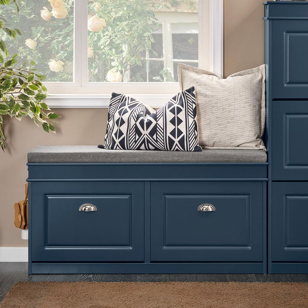 SoBuy Schuhbank mit Sitzfläche Sitzbank mit Stauraum und 2 Klappen, schmaler Schuhschrank mit Sitzbank & Schuhregal platzsparend, Schuhablage FSR64-B