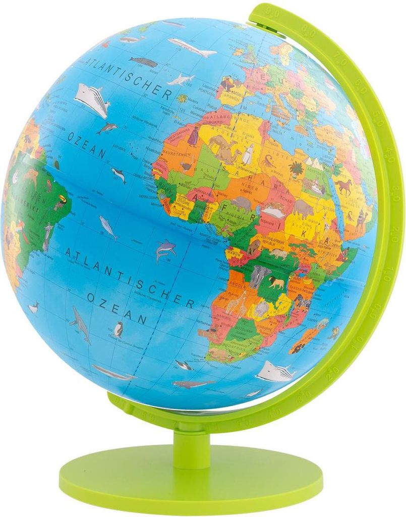Columbus Globen Globus für Kinder Ø 26 cm beleuchtet, leicht rotierbar mit über 200 Illustrationen