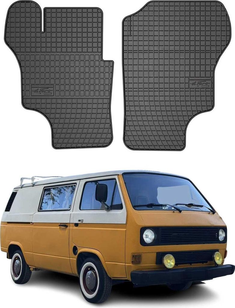 1979-1991 VW T3 tappetini in gomma nera 2 pz Immagine del prodotto 