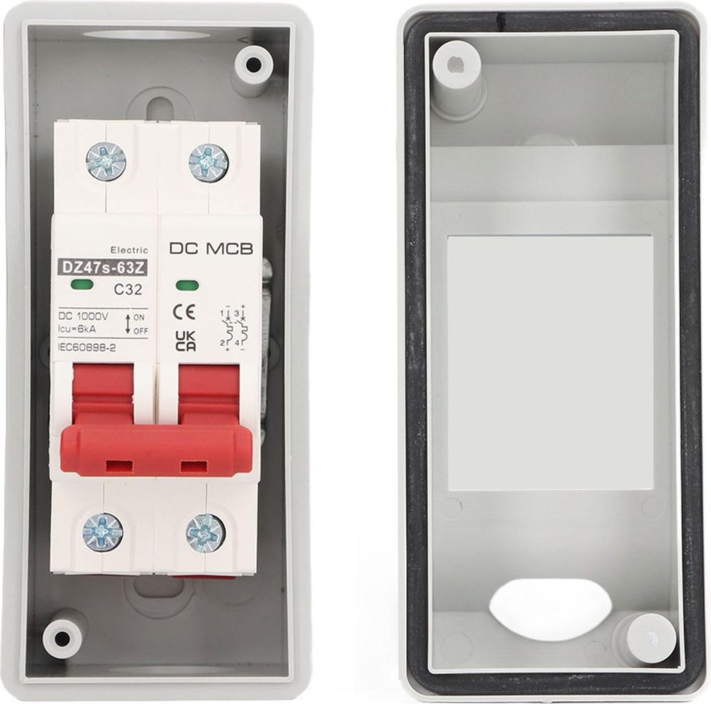 DC-Leitungsschutzschalter 2P IP65 Wasserdichtes Transparentes Gehäuse 32A PV-Leitungsschutzschalter für RV 1000V