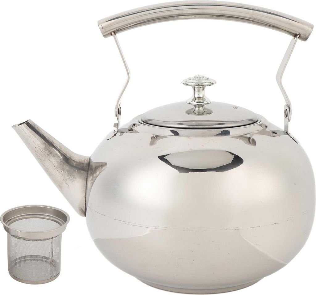 Edelstahl-Teekanne, Mehrzweck-Pfeifkessel mit Herdplatte und Filter für Zuhause, Camping, 2,0 l