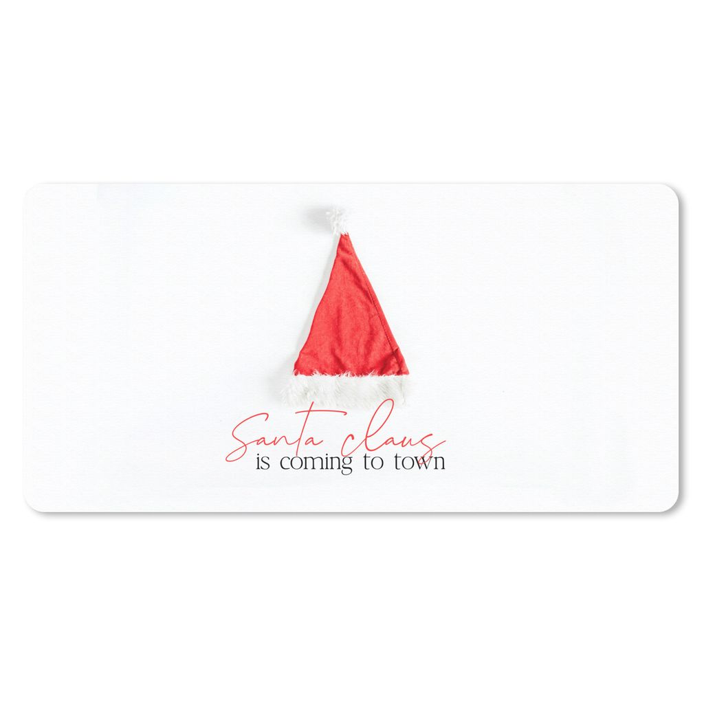 MuchoWow Schreibtischunterlage Winter - Zitat - Weihnachtsmannmütze 80x40 cm - XXL Mauspad - Gaming Mauspad