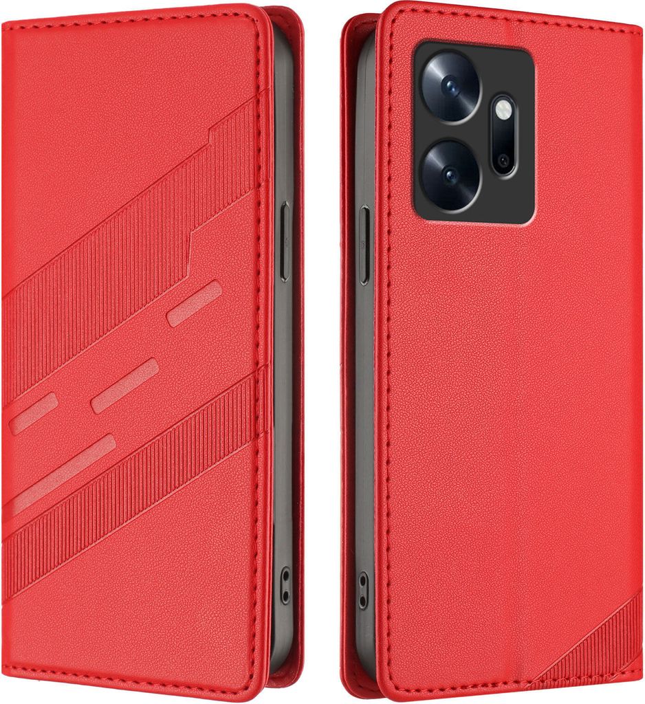 Hülle für Infinix Zero 20, Kunstleder Brieftaschen Handyhülle mit Kartenfach und Standfunktion Rot