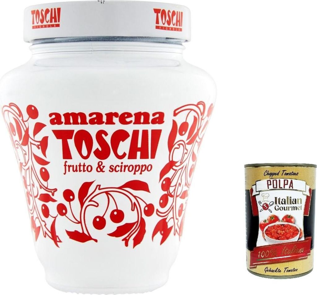 6x Toschi Amarenakersen Mug (Amarena Cherries), aus Italien, authentisches italienisches Kirschen 250g + Italian Gourmet polpa 400g