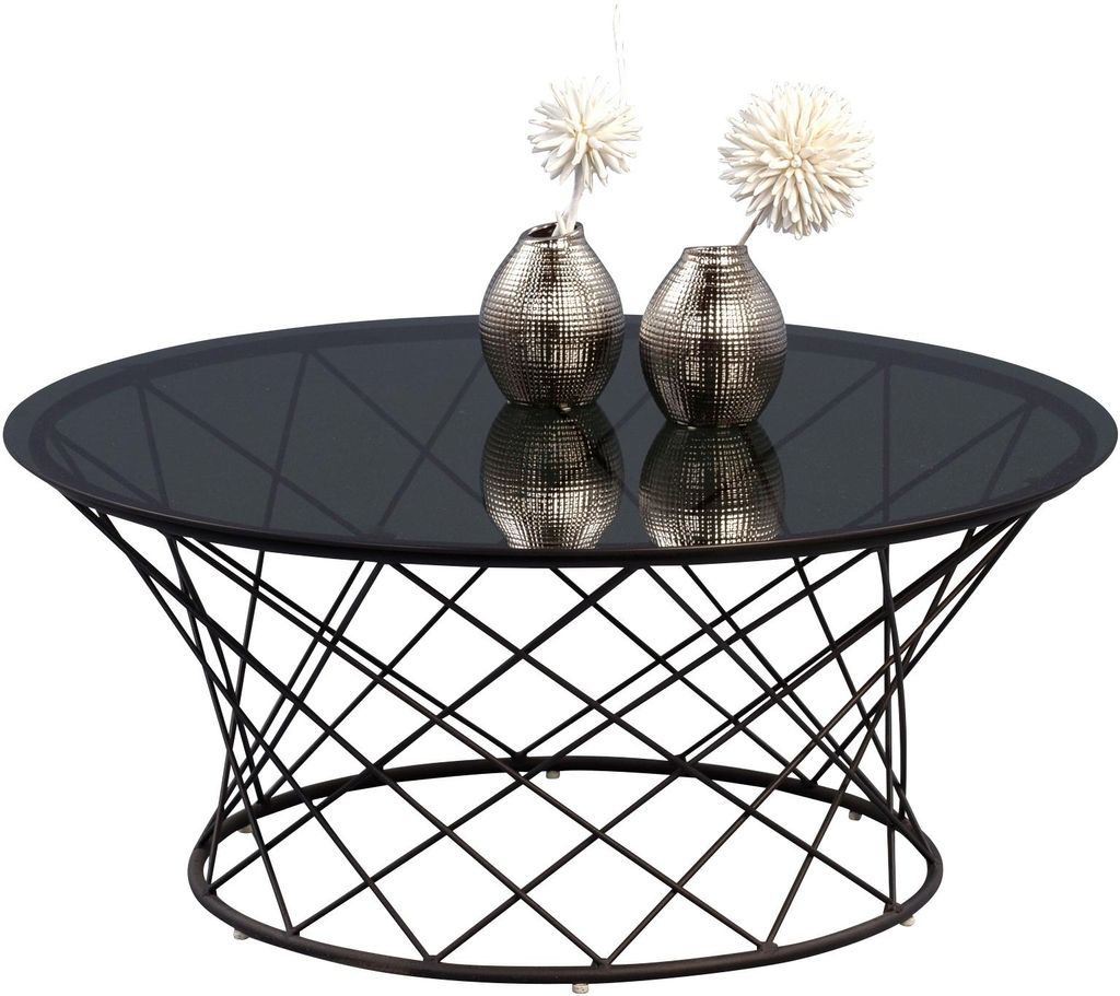 Couchtisch Noa in Schwarz - Glas, Metall | Ø 80 cm | Höhe Produktbild 
