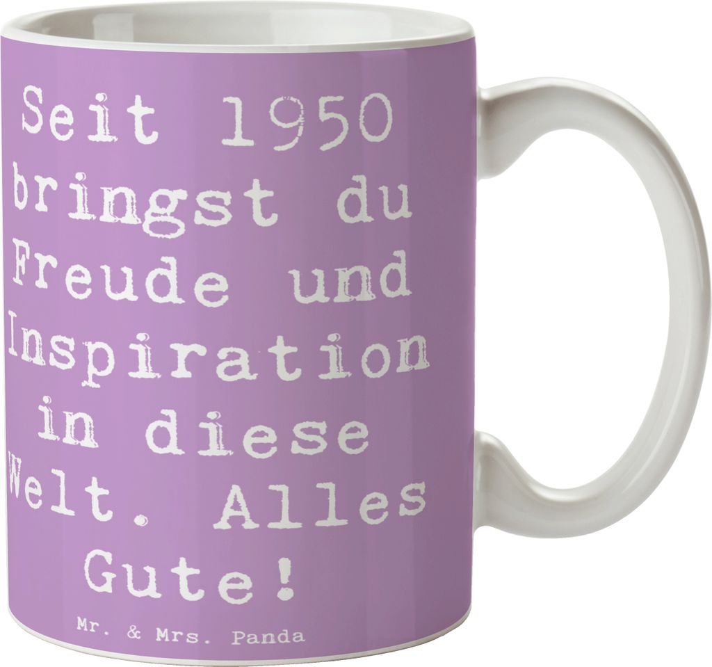 Mr. & Mrs. Panda Pott Spruch 1950 Geburtstag - Lavendeltraum - Geschenk, Happy Birthday, seit, Tasse, Keramiktasse, Geburtstagsgeschenk, Becher, Te...