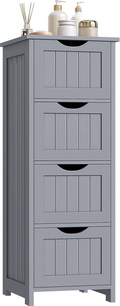 WOLTU Badezimmerschrank, Badschrank, mit 4 Schubladen, modern, 30x82x30 cm : Hellgrau Farbe: Hellgrau