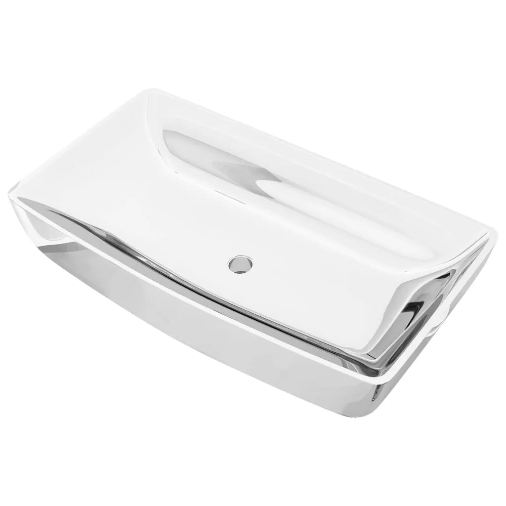 Lavabo argenté 71 cm pour salle de bain moderne - Vasque design à poser
