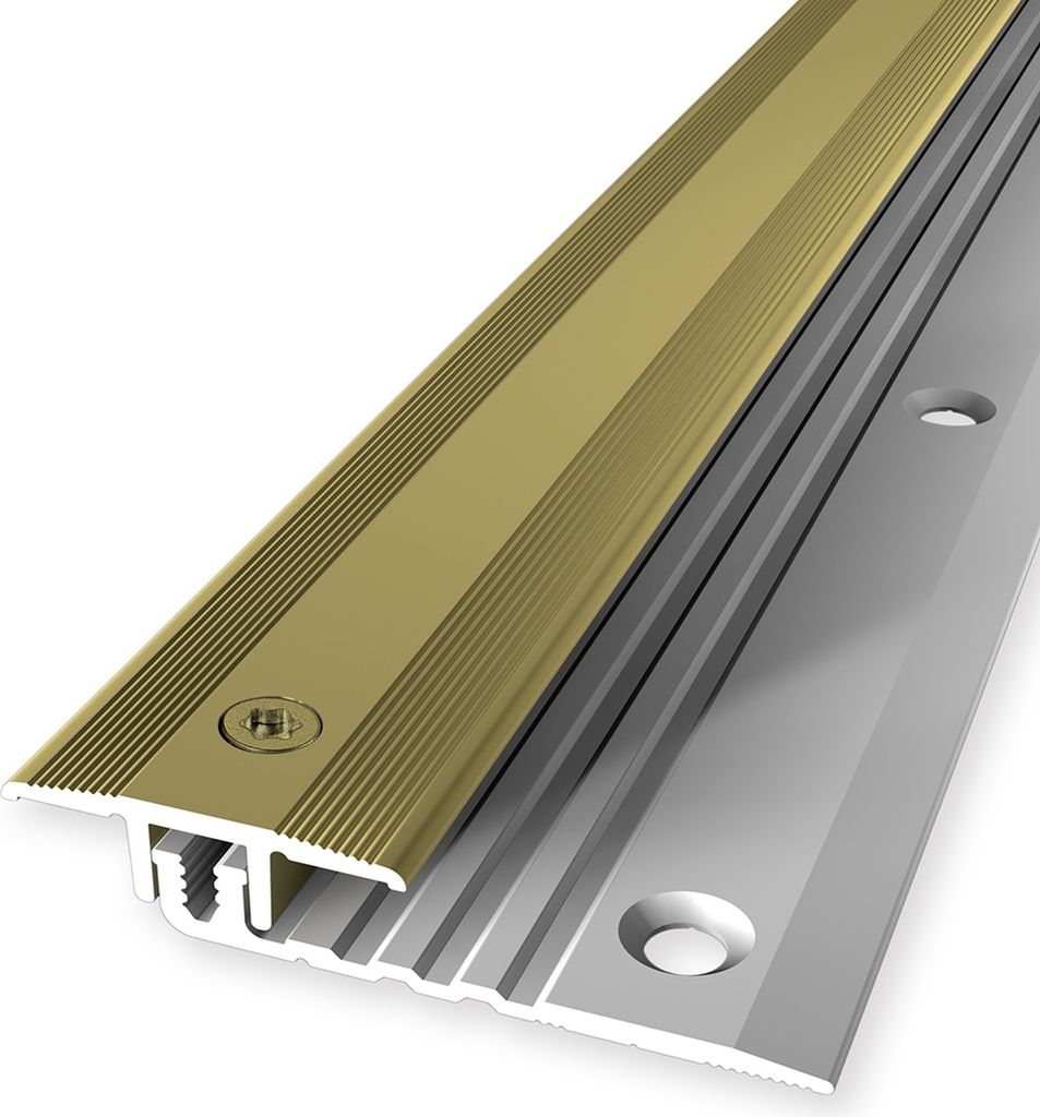 PROVISTON | Ausgleichsprofil | Vinylprofil | Breite: 25 mm | Höhenausgleich: 4 - 9.5 mm | Länge: 1000 mm | Aluminiumprofil | Gold | 1 Stück