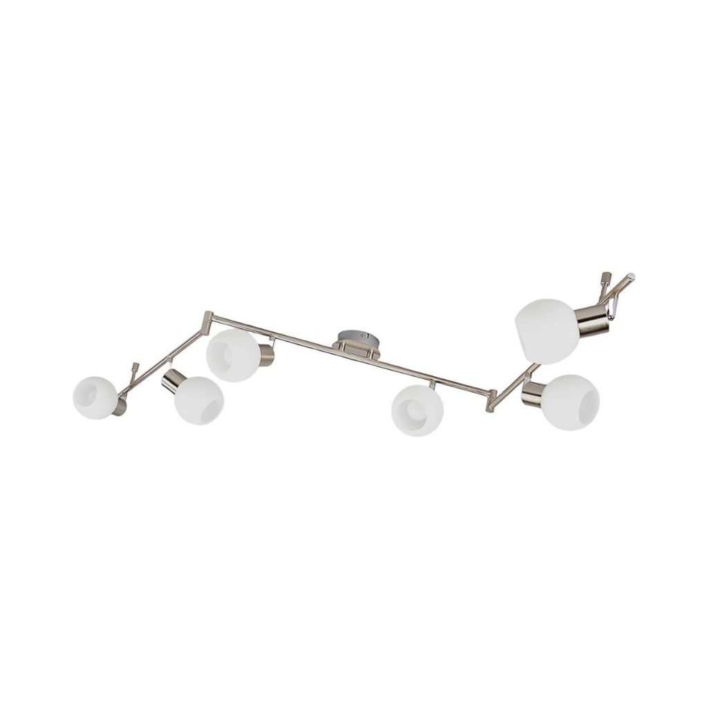 Lindby Deckenlampe Elaina, 180 cm, 6-flg., nickel, Glas, E14