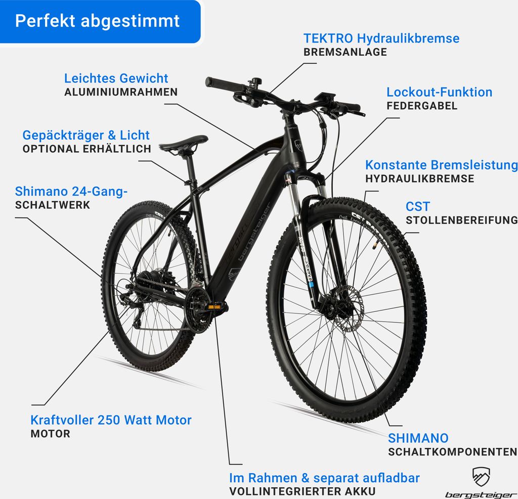 Bergsteiger Cannock 26 Zoll E-Bike mit 250 Watt Motor 36V Produktbild 9