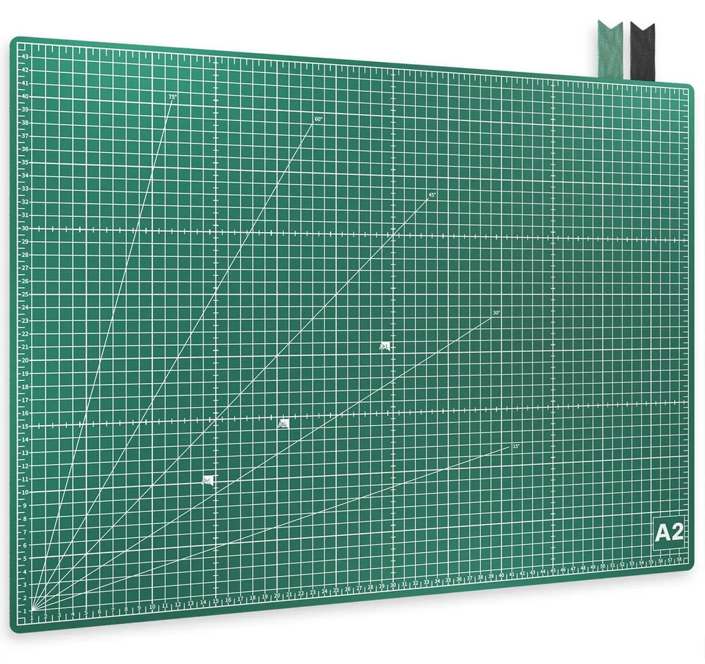 Tapis de découpe ACROPAQ A2 autocicatrisant 60x45cm vert avec marquages