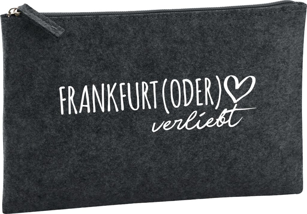 Huuraa Kulturbeutel Frankfurt (Oder) verliebt 1 Liter Charcoal Filz Kosmetiktasche Geschenkidee