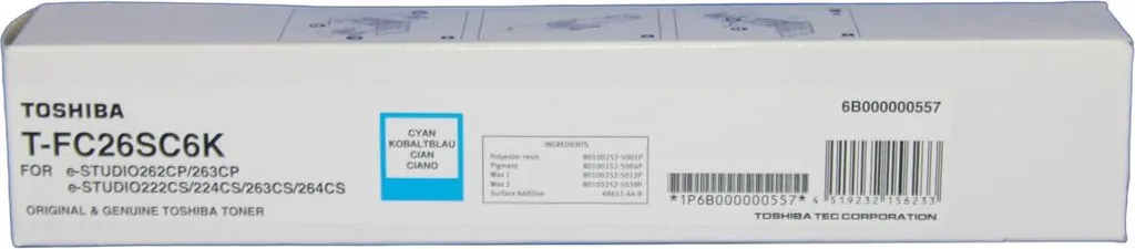Cartouche Toner Toshiba TFC26SC6K Cyan pour Impression Bureau Longue Durée