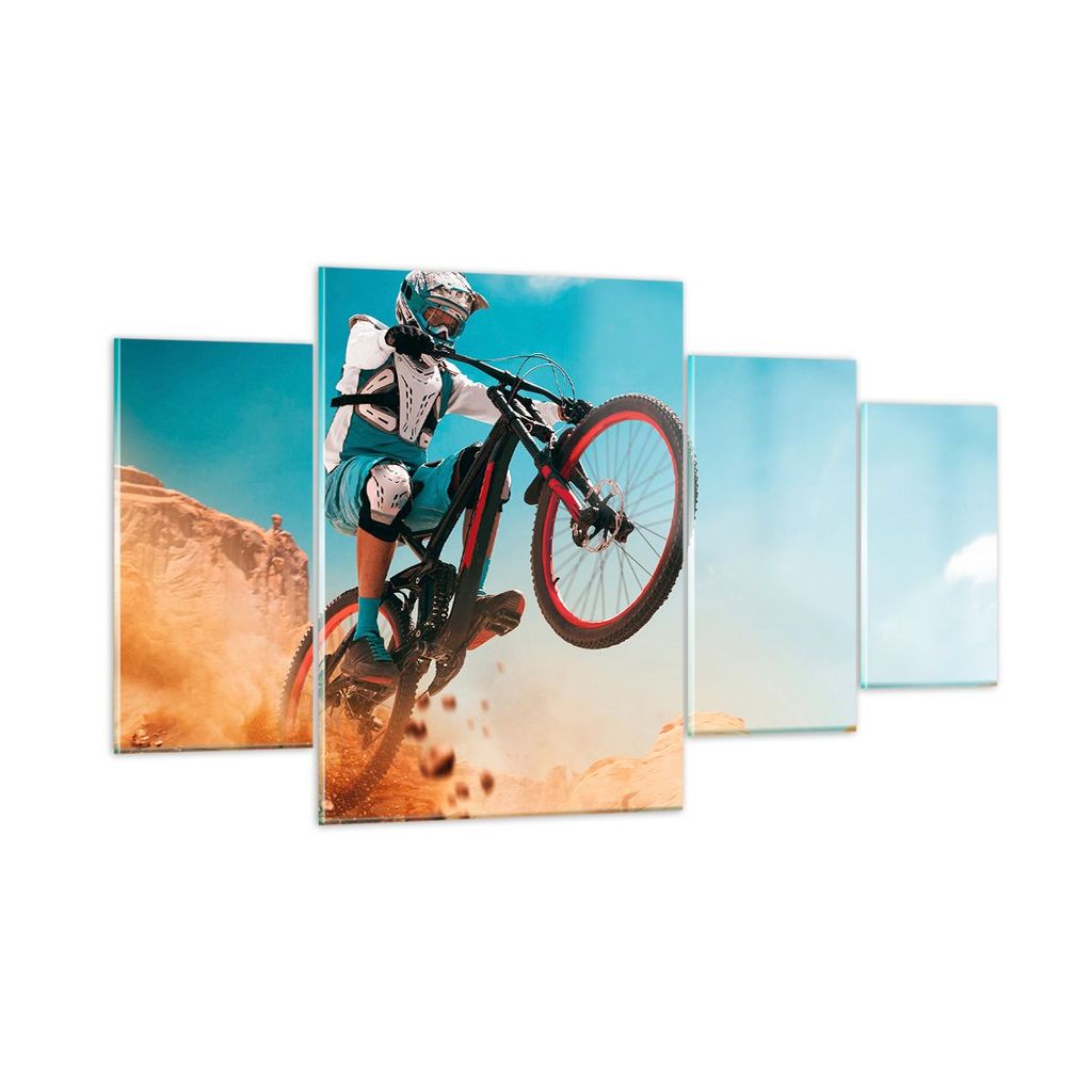 Bilder auf glas - Fahrrad Sport Helm - 160x90cm - Glasbilder - Wandbilder - Kunstdruck - zum Aufhängen bereit - Wanddekoration aus Glas - Glas Bil...