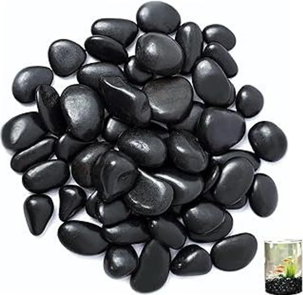 Ciottoli, 1-3 cm Pietre di fiume levigate nere, 1 kg Ciottoli neri levigati, pietre di fiume decorative, ghiaia ornamentale per vasi, per architettura del paesaggio, decorazione della casa, artigianato, progetti artistici