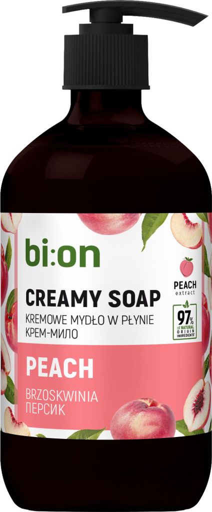 BIO NATURELL Cremige Flüssigseife mit Pumpe, Pfirsich, 473 ml