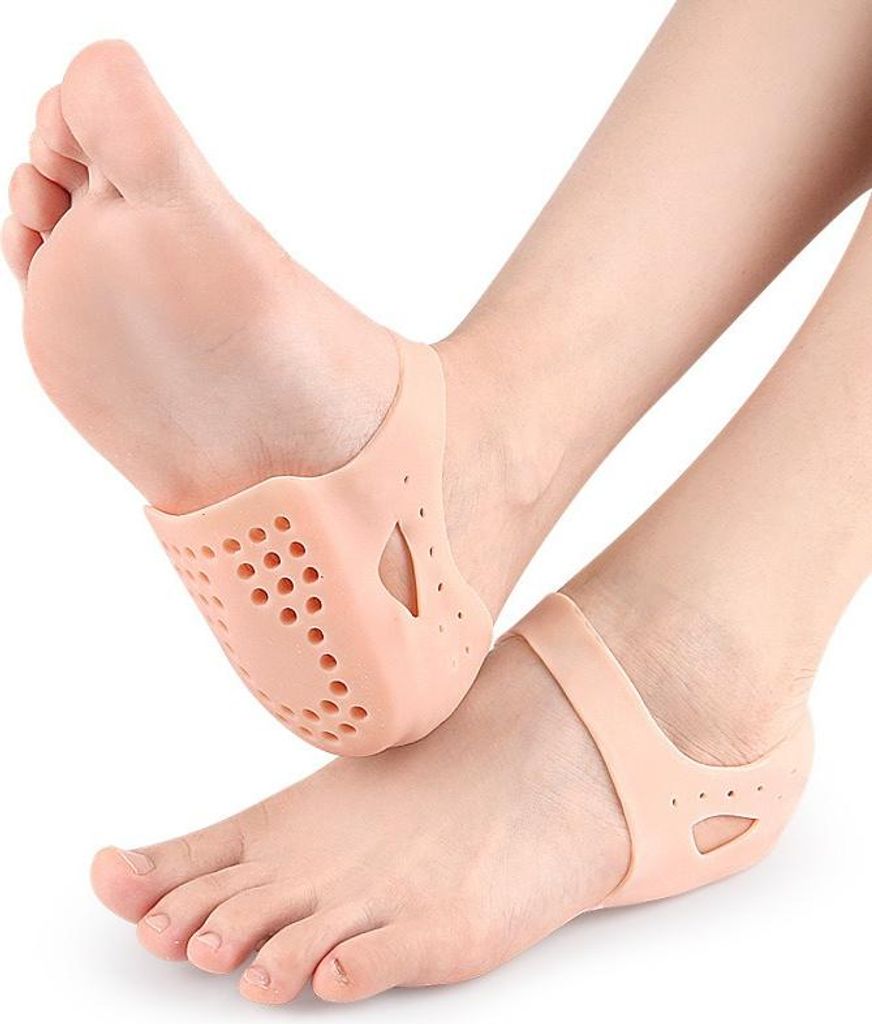 INF Verdickte Fersenmanschetten (1 Paar) - SEBS Gel Fersenschutz für Plantarfasziitis Beige