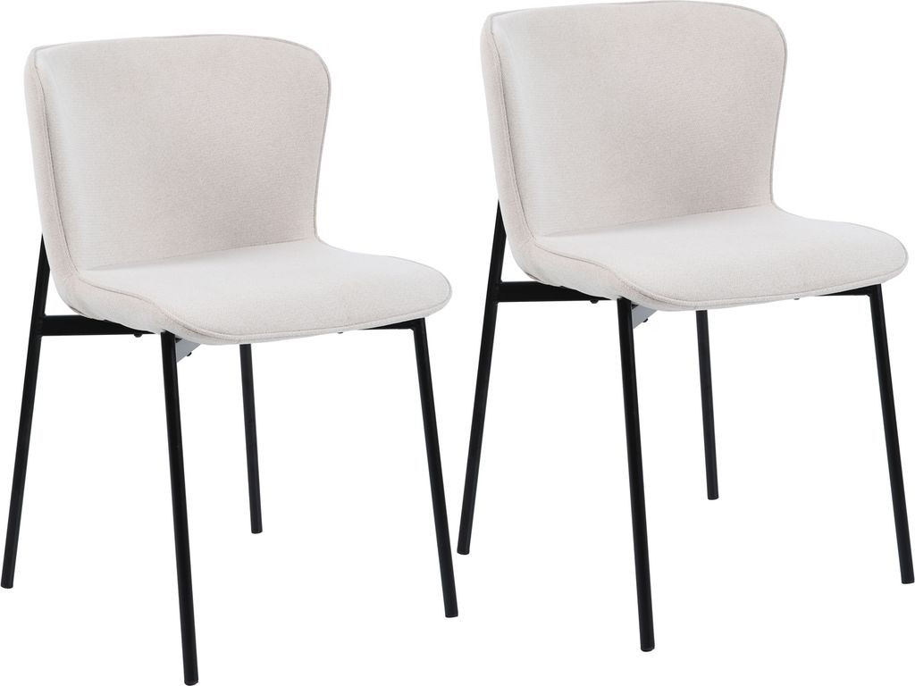SVITA MARY 2er Set Esszimmerstuhl Polsterstuhl ohne Armlehnen Küchenstuhl Wohnzimmerstuhl Beige/Schwarz
