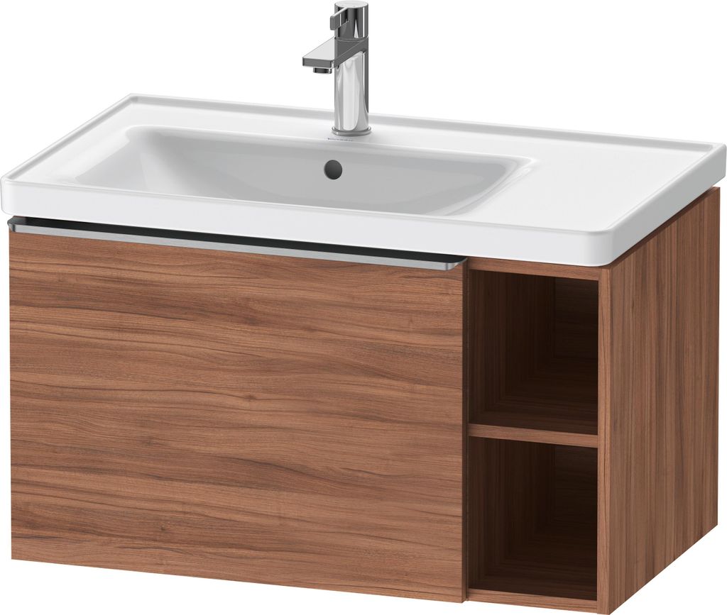 Duravit D-Neo Waschtischunterbau wandhängend, 784x440x452mm, 1 Auszug, 1 offenes Fach seitlich rechts, mit Griff Edelstahl gebürstet, DE425807079...