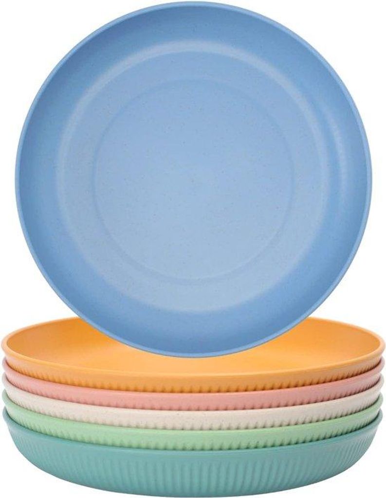 Set aus 6 flachen Tafeln, Picknickteller, Campingteller, Essensbretter, unzerbrechbar, farbenfroh, Abendbrotbretter, leicht, Kunststoffteller, anti...