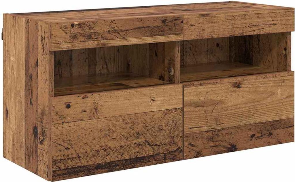 vidaXL TV-Wandschrank mit LED Altholz 80 x 30 x 40 cm Holzwerkstoff