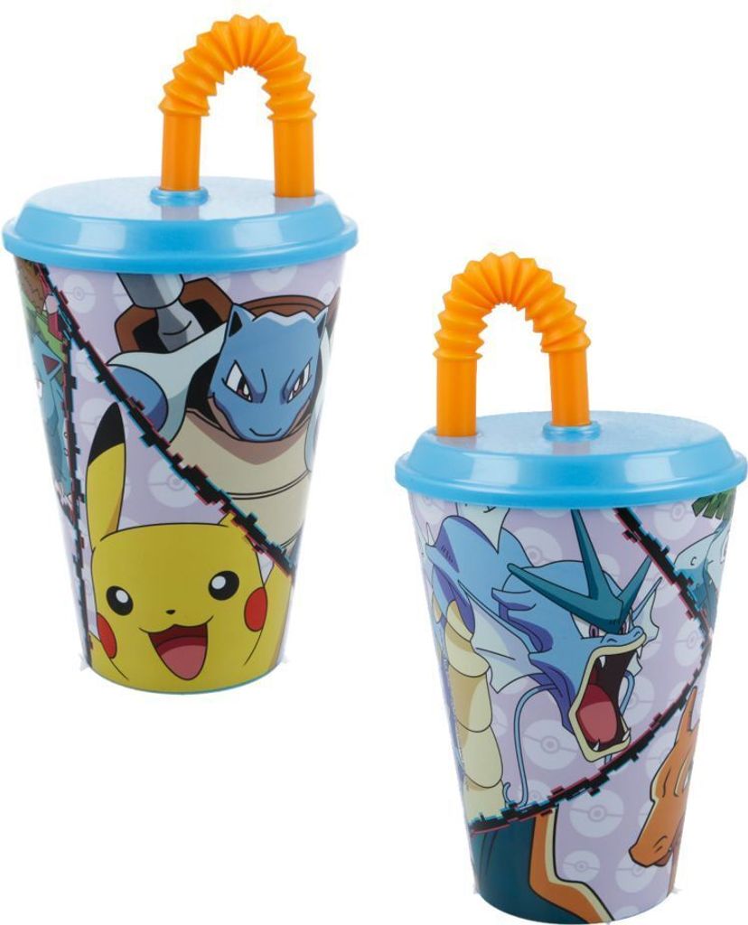 Becher Wasserflasche mit Strohhalm 430 ml Pokemon