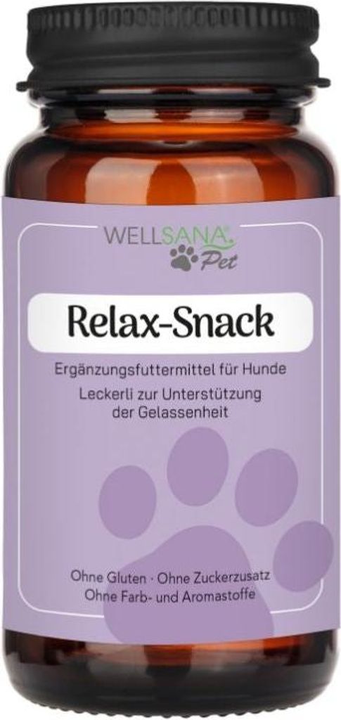 Wellsana Relax-Snack | Hunde Nahrungsergänzungsmittel mit Vitamin B12, Vitamin E, Passionsblume & Johanniskraut | 50 Leckerlis