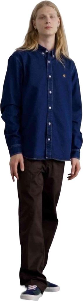 CARHARTT WIP Weldon Langarmhemd – blau – L