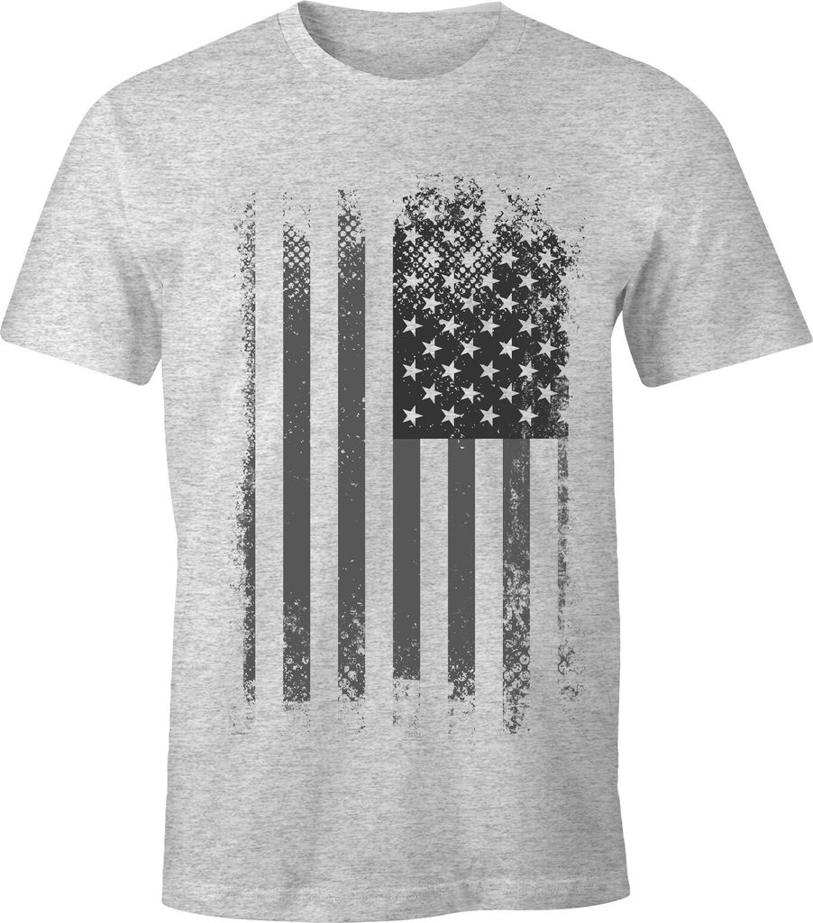 Herren T-Shirt - Amerika Flagge USA - Comfort Fit MoonWorks grau-schwarz S