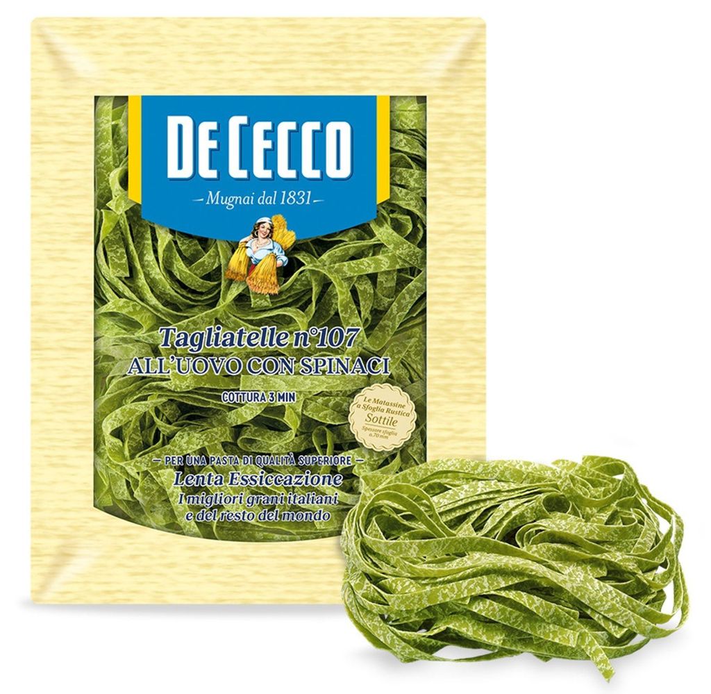 Tagliatelles aux épinards, marque De Cecco, 250 g Image du produit 