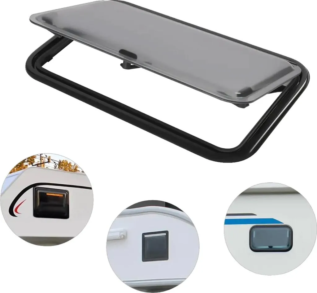 Fenêtre RV Anti-UV et Anti-Corrosion Noire avec Vitre en Verre de Sécurité
