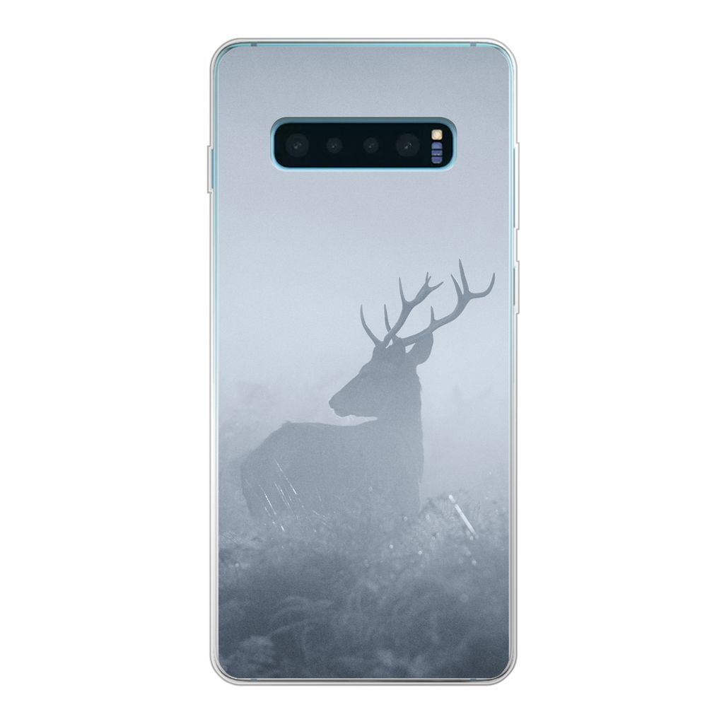 MuchoWow Handyhülle Schutzhülle Hülle für Samsung Galaxy S10 Lite Hirsche - Nebel - Wald Silikon Softcase Handy Hülle - Schutz