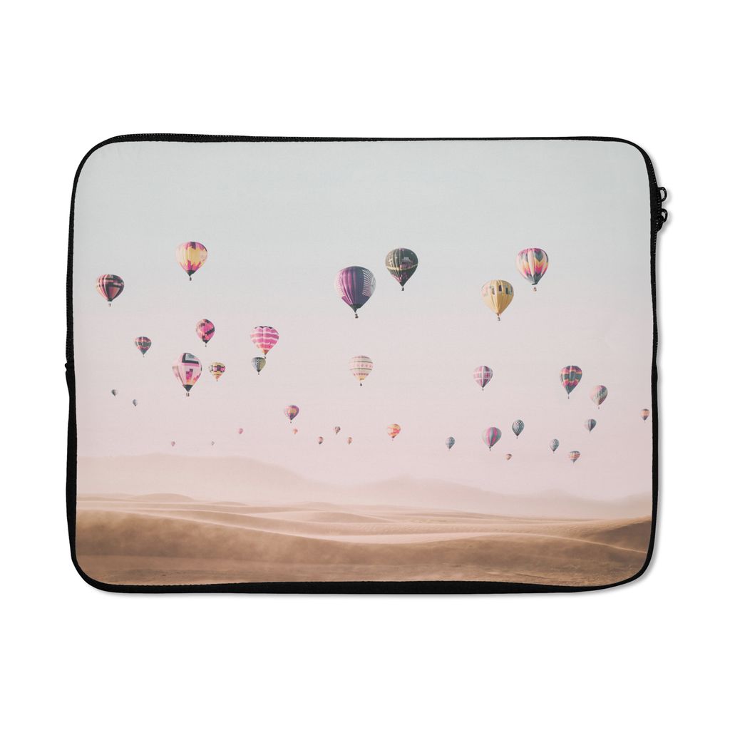 MuchoWow Laptop Hülle 17 Zoll Laptoptasche Heißluftballon - Wüste - Himmel - Landschaft - Natur - Zipper - Schutzabdeckung