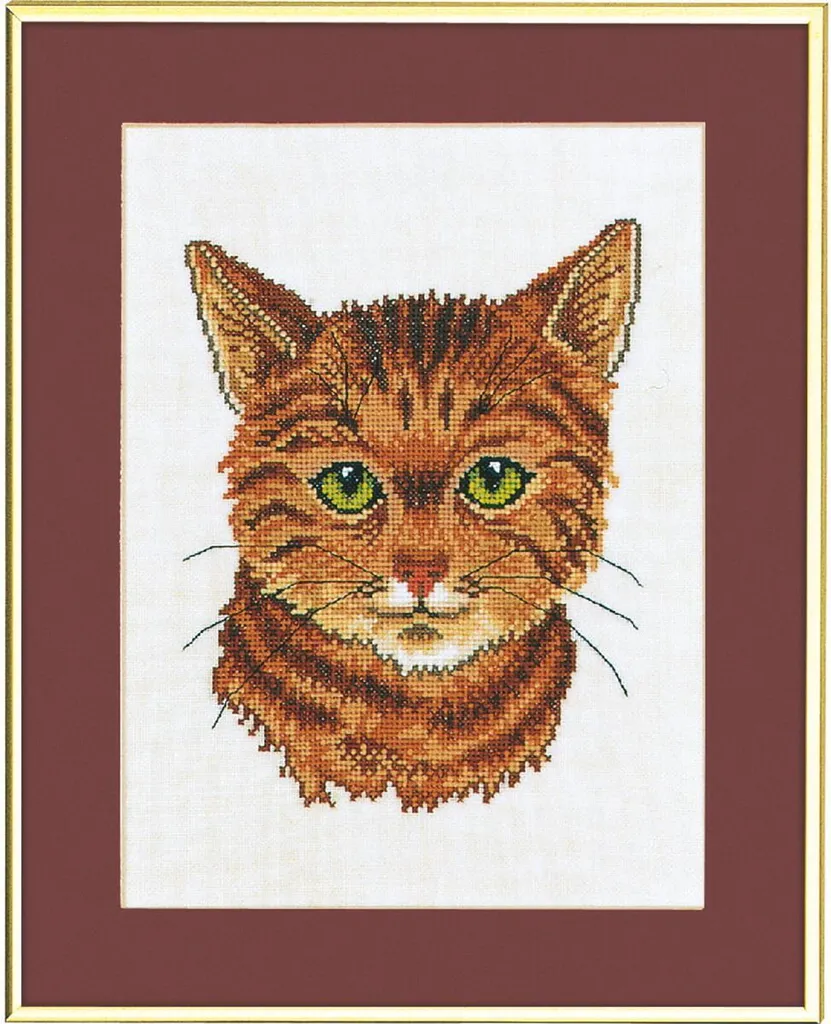 Kit Point de Croix Eva Rosenstand Chat Rouge Broderie Point Compté 28x35