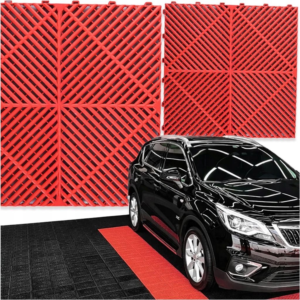 Modulare Garagenboden-Fliesen 40x40 – Werkstattboden Klick-System Puzzle – 19mm Rot – Rutschfest & Wasserabweisend – PVC/PP Bodenbelag
