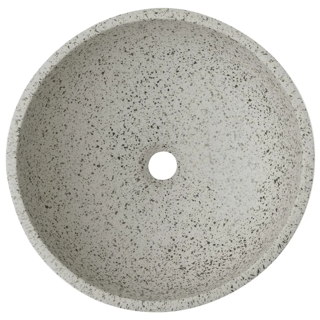 Lavabo Appoggio Grigio Rotondo Vetroceramica | Estetica Minimalista - 5