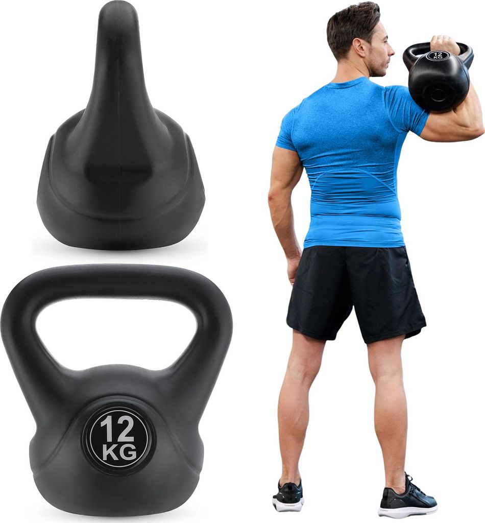 Gymtek Kettlebell Hantel - 12kg Gewicht - Kugelhantel, Schwunghantel, Kugelgewicht für Home Gym, Fitness, Pilates, Krafttraining