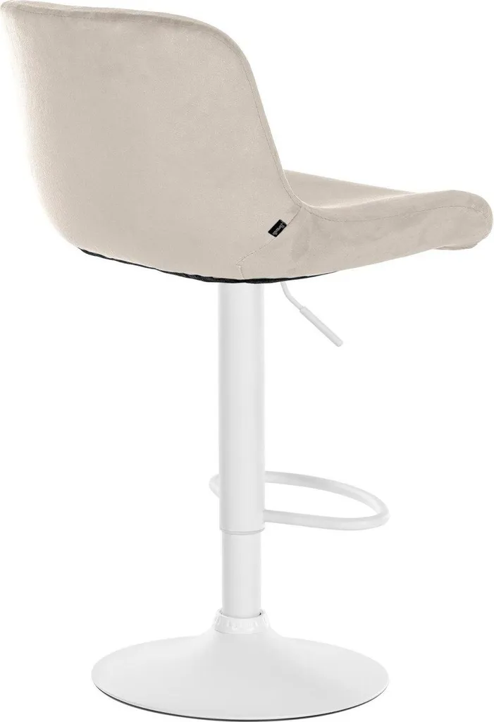 Sgabello moderno da bar bianco - Sgabello dal design confortevole - Regolabile in altezza e girevole a 360° | Colore: Crema | Materiale: Morbido - 5