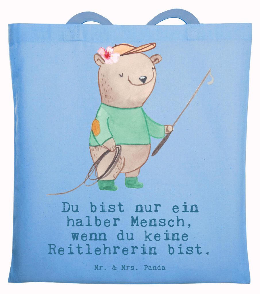 Mr. & Mrs. Panda dokumententasche Reitlehrerin Herz - Sky Blue - Geschenk, Shopping Tasche, Tote Bag, Stoffbeutel, Einkaufstasche, Laptoptasche, Sc...
