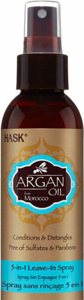 A product shot of a bottle of Hask Argan Oil Leave-In Spray.
