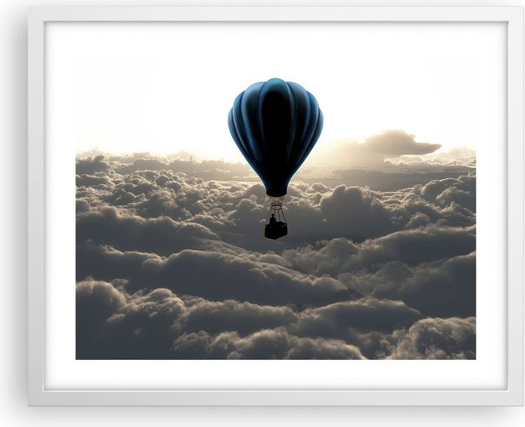 Gerahmtes Poster - Weißer Rahmen - Wolke Ballon Himmel - Produktbild 