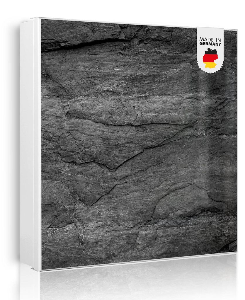 banjado Schlüsselkasten aus Metall, 30x30cm groß mit 32 Haken, als Magnettafel nutzbar, Korpus schwarz, Anschlag rechts, Schiefer Platte 1 [SKGW2...