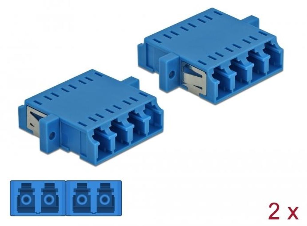 Delock LWL Kupplung LC Quad Buchse zu LC Quad Buchse Singlemode 2 Stück blau