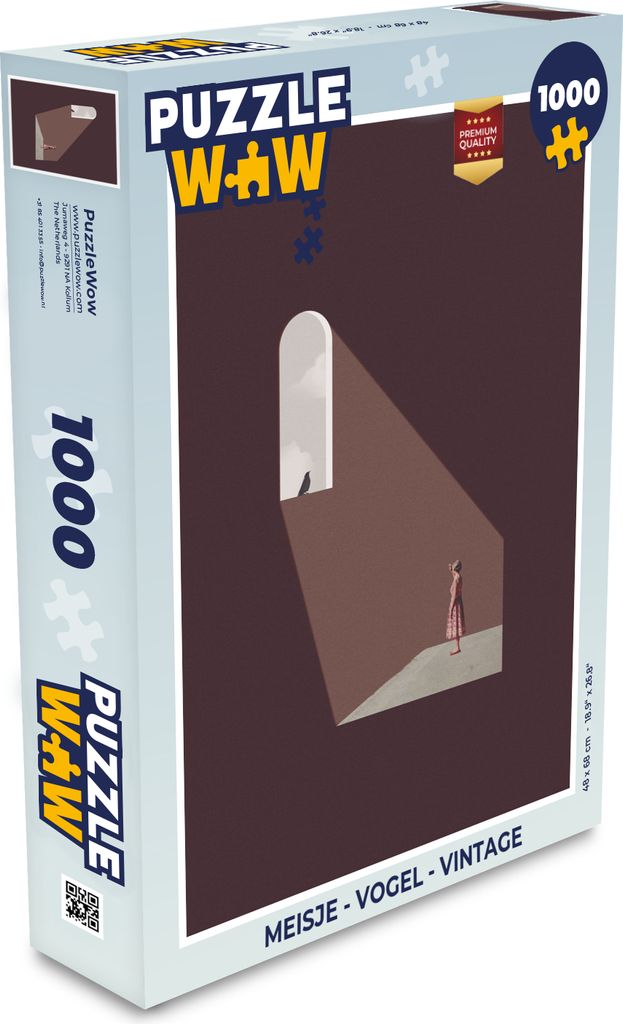 MuchoWow Puzzle 1000 Teile Mädchen - Vogel - Vintage - Spielzeug - Alt und Jung - Spiele - Puzzeln