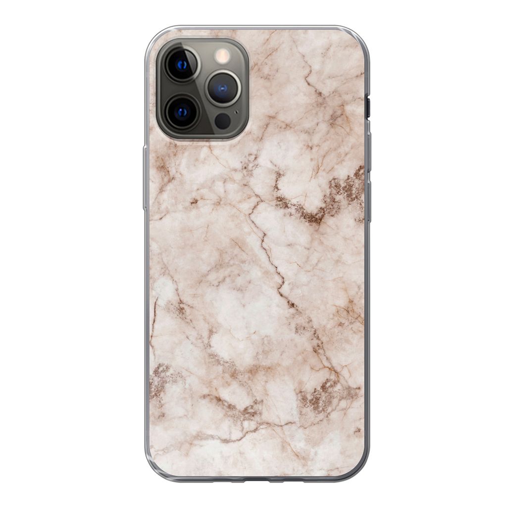 MuchoWow Handyhülle Schutzhülle Hülle für iPhone 13 Pro Marmor - Luxus - Braun Silikon Softcase Handy Hülle - Handy-Tasche