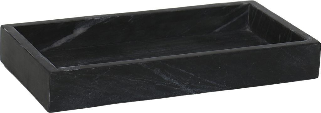Strict Serviertablett aus Marmor, Schwarz, mit Rand und Produktbild 