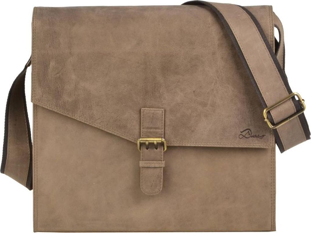 Dethloff Umhängetasche Leder Messenger Schultertasche Tasche taupe