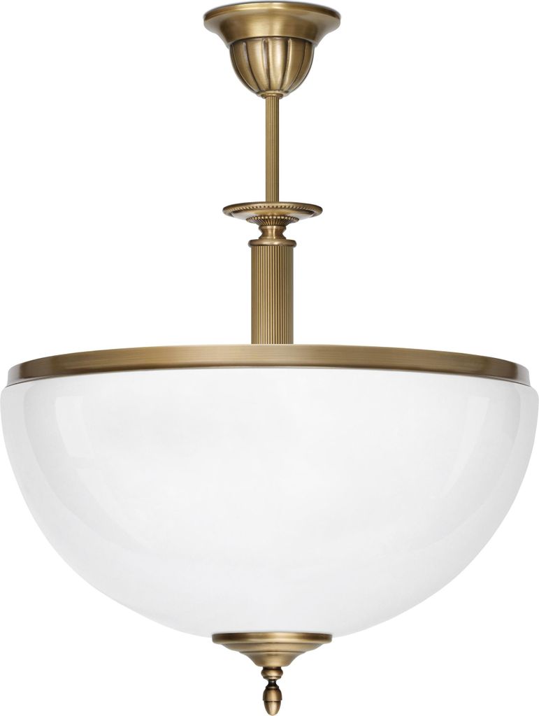Messing Pendelleuchte Hochglanz Goldpatina 48cm O38cm 3x E27 180W Esstisch Küche Wohnzimmer handgefertigt
